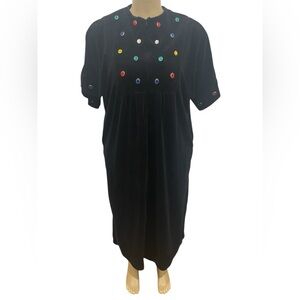 Vintage 1980's Black Velvet Caftan With Faux Gemstones accessories.
